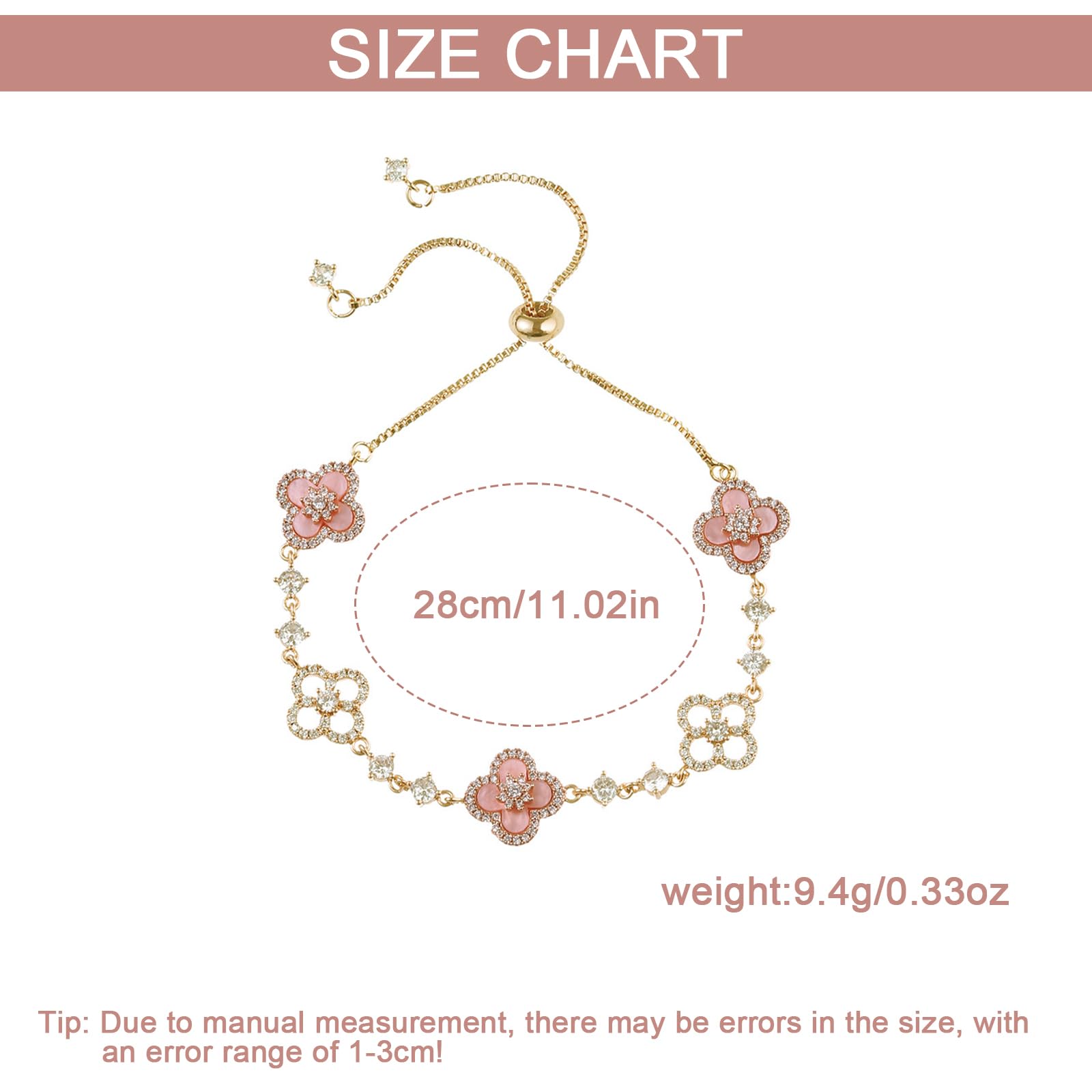 Gkaopi Armband Damen 925 Sterling Silber Cubic Zirkonia Kleeblatt Glücksbringer Armbander Verstellbar Stapelbare Blumen Armschmuck Wasserfest Handmade Schmuck Geschenk (Gold, Einheitsgrösse)