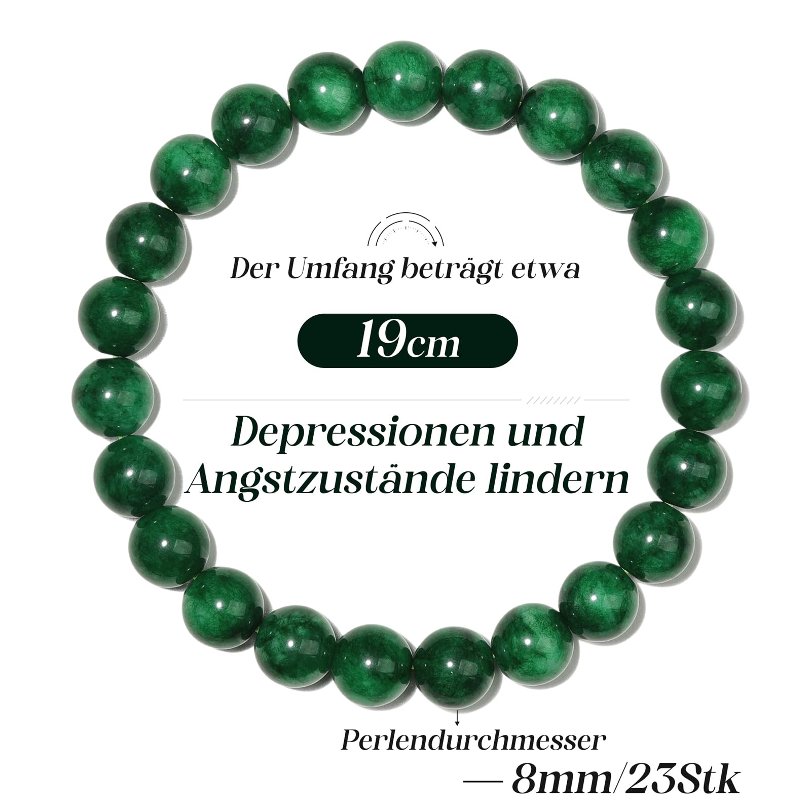 Landorilo Handmade Echte Naturstein Perlen Heilsteine Armband Damen Herren, 8MM Runde Edelsteine Yoga Armbänder, Glücksarmband, Kreative Schmuck Geschenke(Dunkelgrüner Chalcedon)