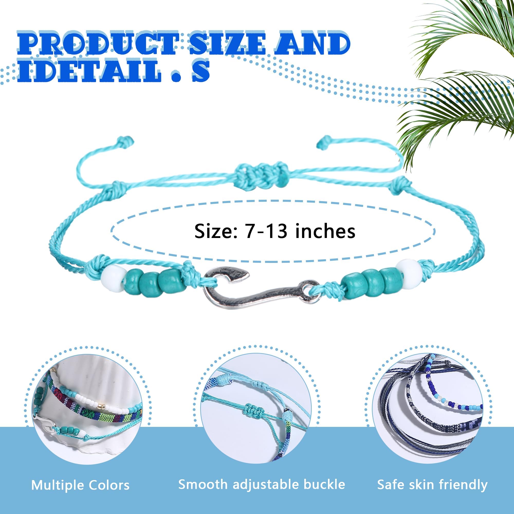 FIOROYAL 24 Stück Fußkettchen Armbänder für Damen Handmade Freundschaftsarmband Fußkette Boho Surfer Armband Fußkettchen für Frauen Herren