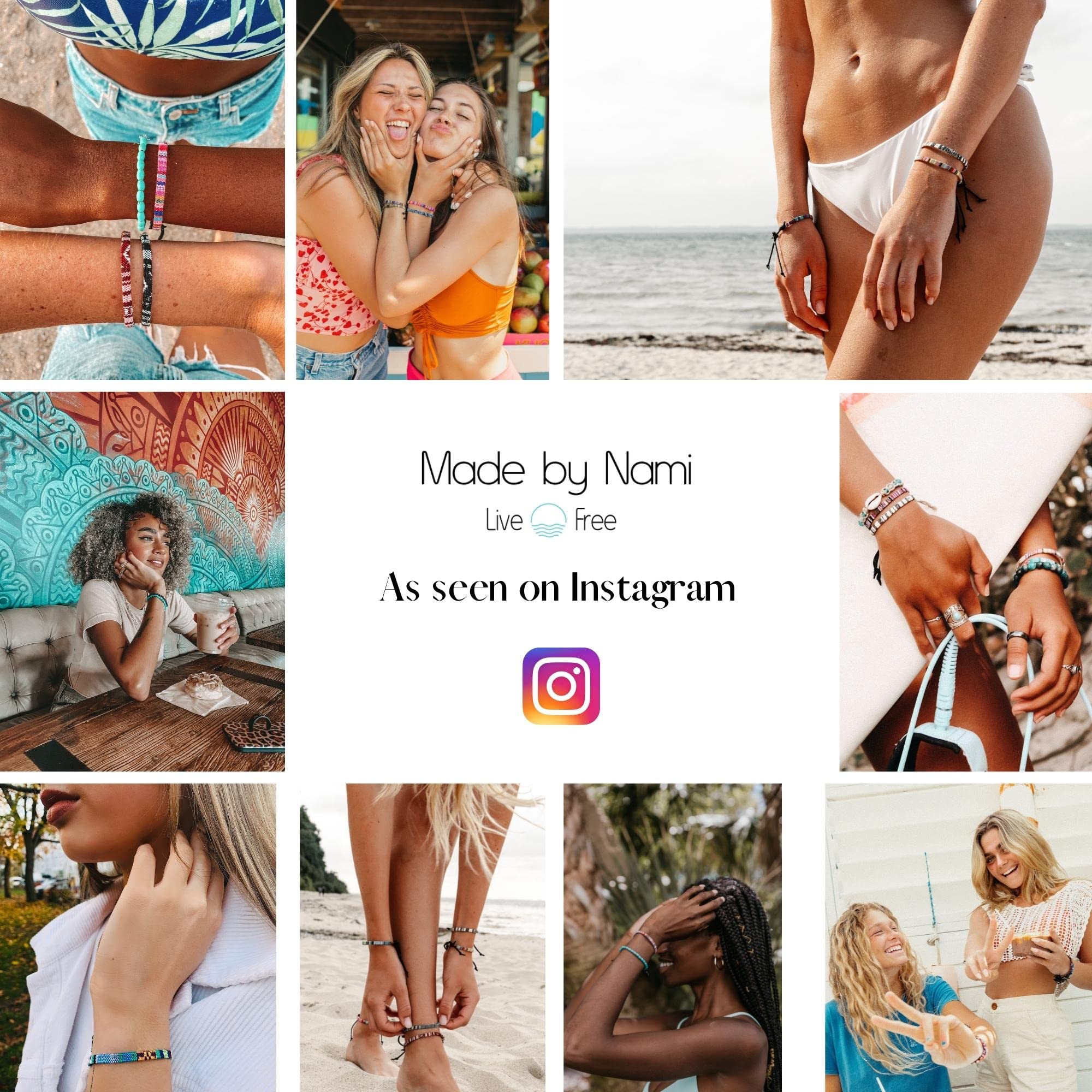 2er Set Surfer-Armband Herren & Damen • 100% Wasserfest & Handmade • Perlen-Armband Boho Stoff-Armband • Hippie Sommer Strand-Schmuck • Freundschaftsarmbänder für Ihn & Sie (Gelb & Tigerauge)